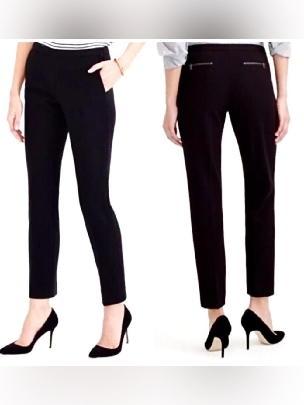 J. Crew Crepe Zip Pocket Black Cropped Slim Ankle Pants